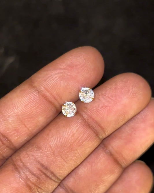 5 mm Round Gold Solitaire Studs Back Screw