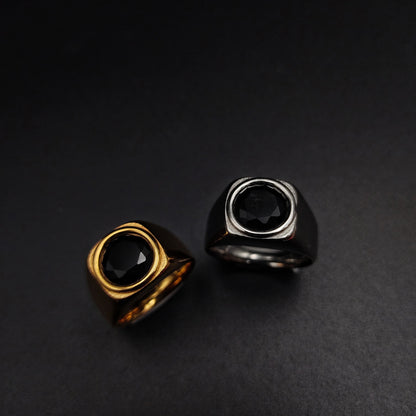 Round Onyx Signet Ring