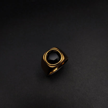 Round Onyx Signet Ring