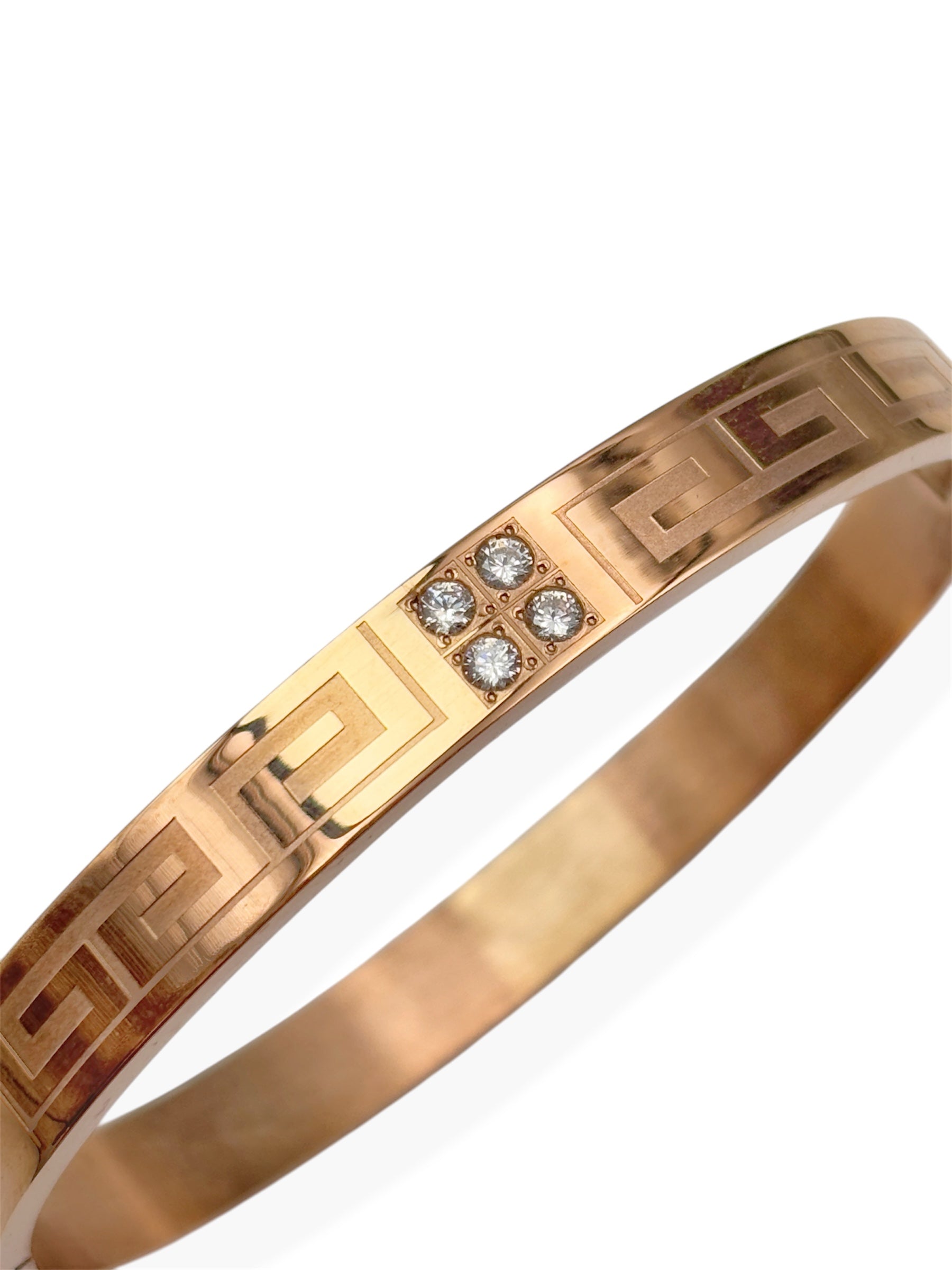 Greeky Diamond Studded Rosegold Kada for Men