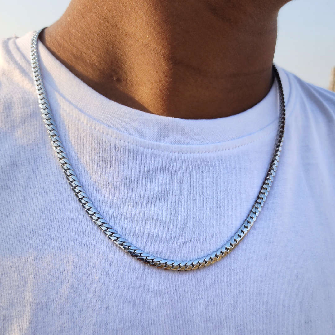 Stylish Omega Chain Necklace For Men Silver