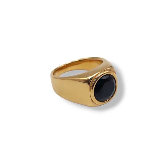 Round Onyx Signet Ring