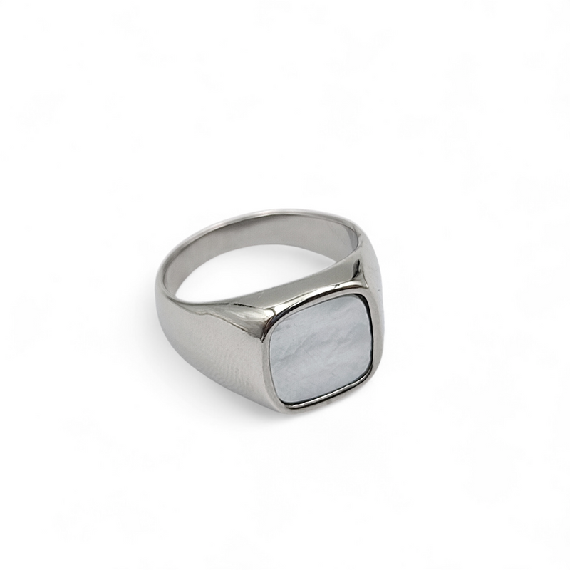 Square Pearl Signet Ring